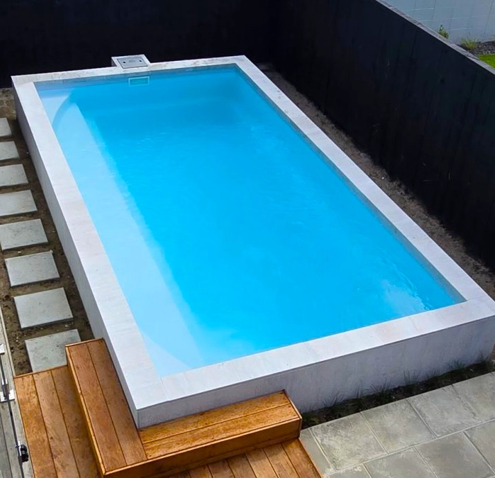 Freestanding fibreglass pool — Bayside Plunge installed above ground