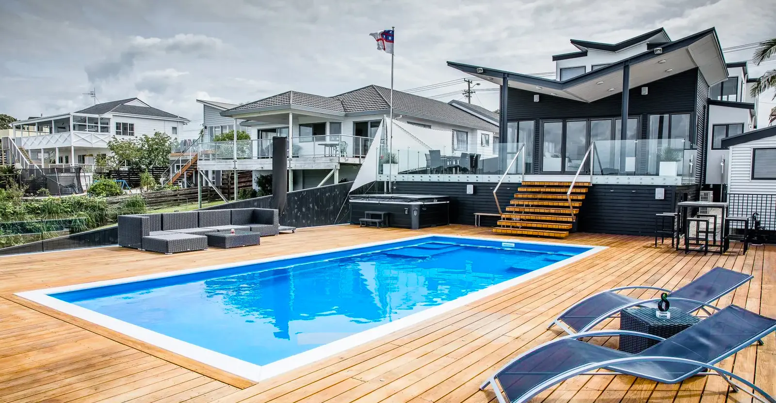 Big Bertha pool — 12 x 4.4 m grand fibreglass swimming pool