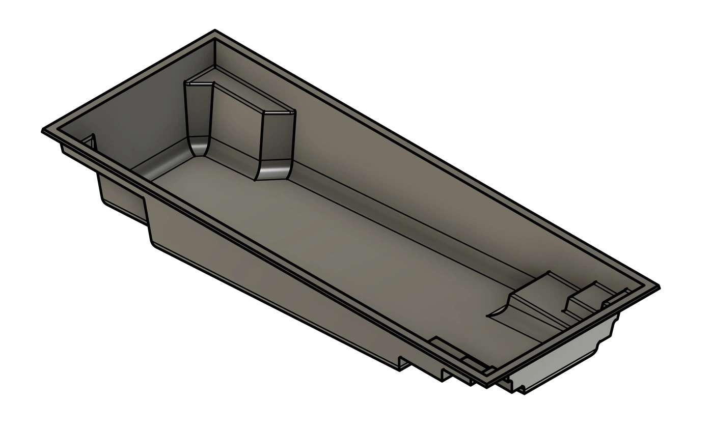 Big Bertha 12m x 4.4m fibreglass pool 3d technical drawing