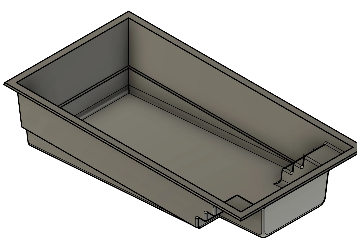 Cove 7m x 3.5m fibreglass pool 3d technical drawing