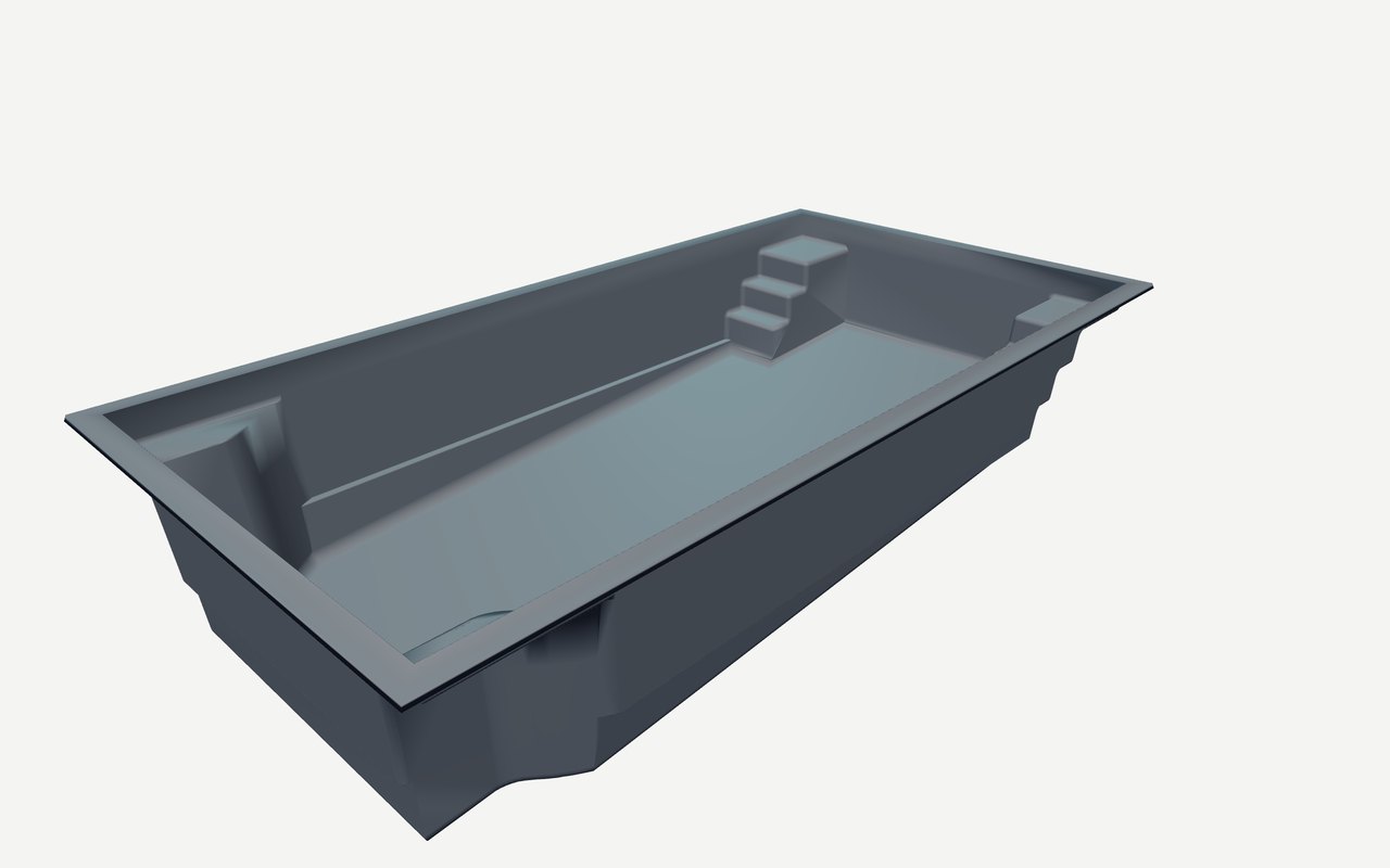 Satin 8 metre fibreglass pool shell, 3D model